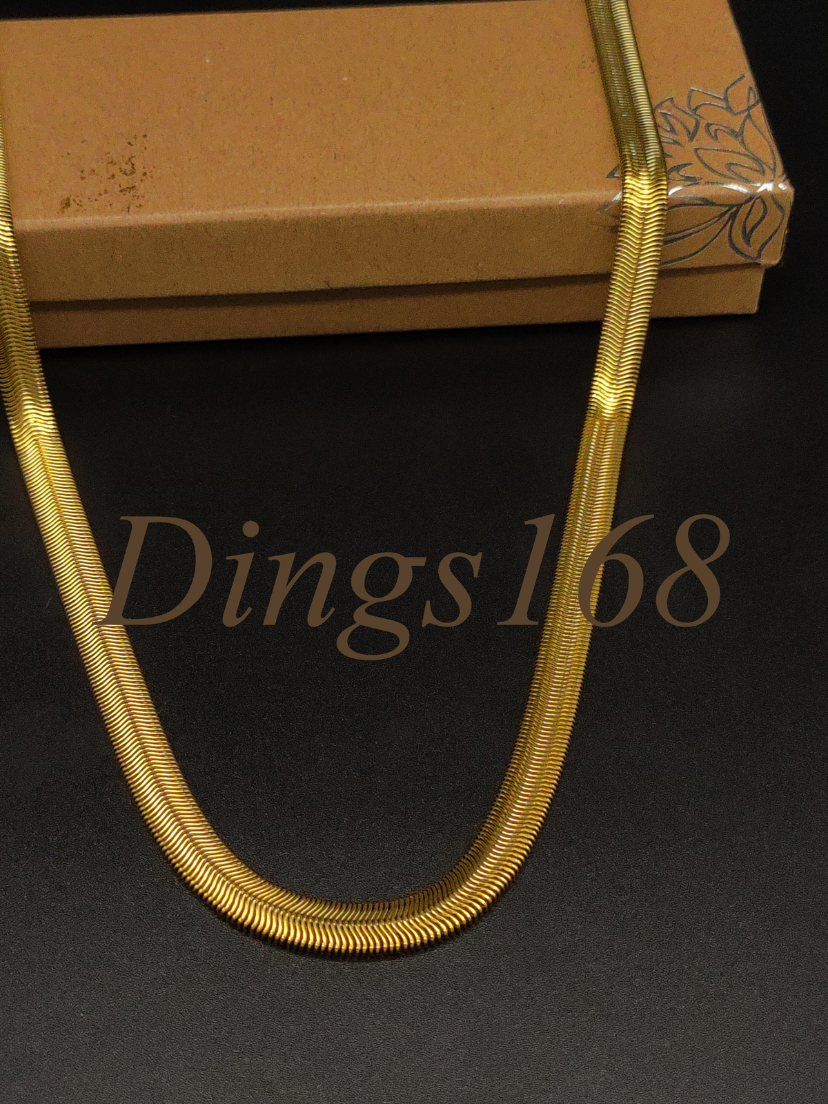 18K Yellow Gold Filled Tarnish-Free 7mm wide Flat Snake Chain Necklace 20″/22″