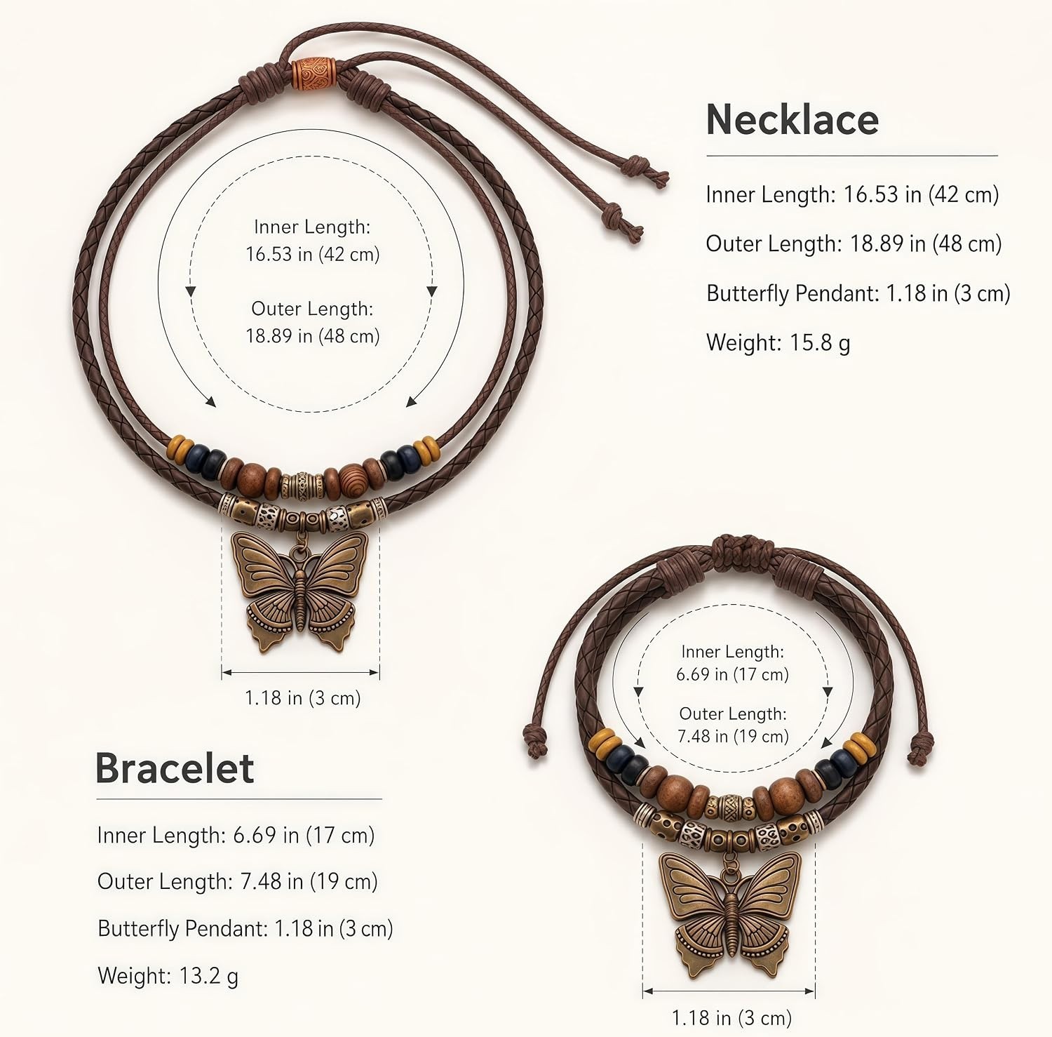 Artisan Bohemian Jewelry Set – Butterfly & Floral Designs, 4-Piece Accessory Set
