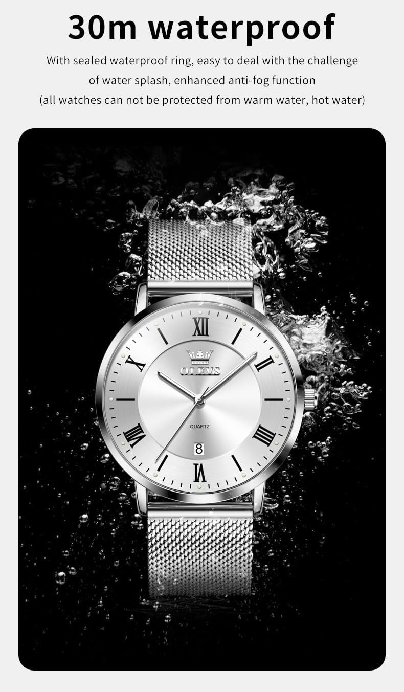 Stainless Steel Men’s Quartz Watch with Day-Date – Casual & Business Style