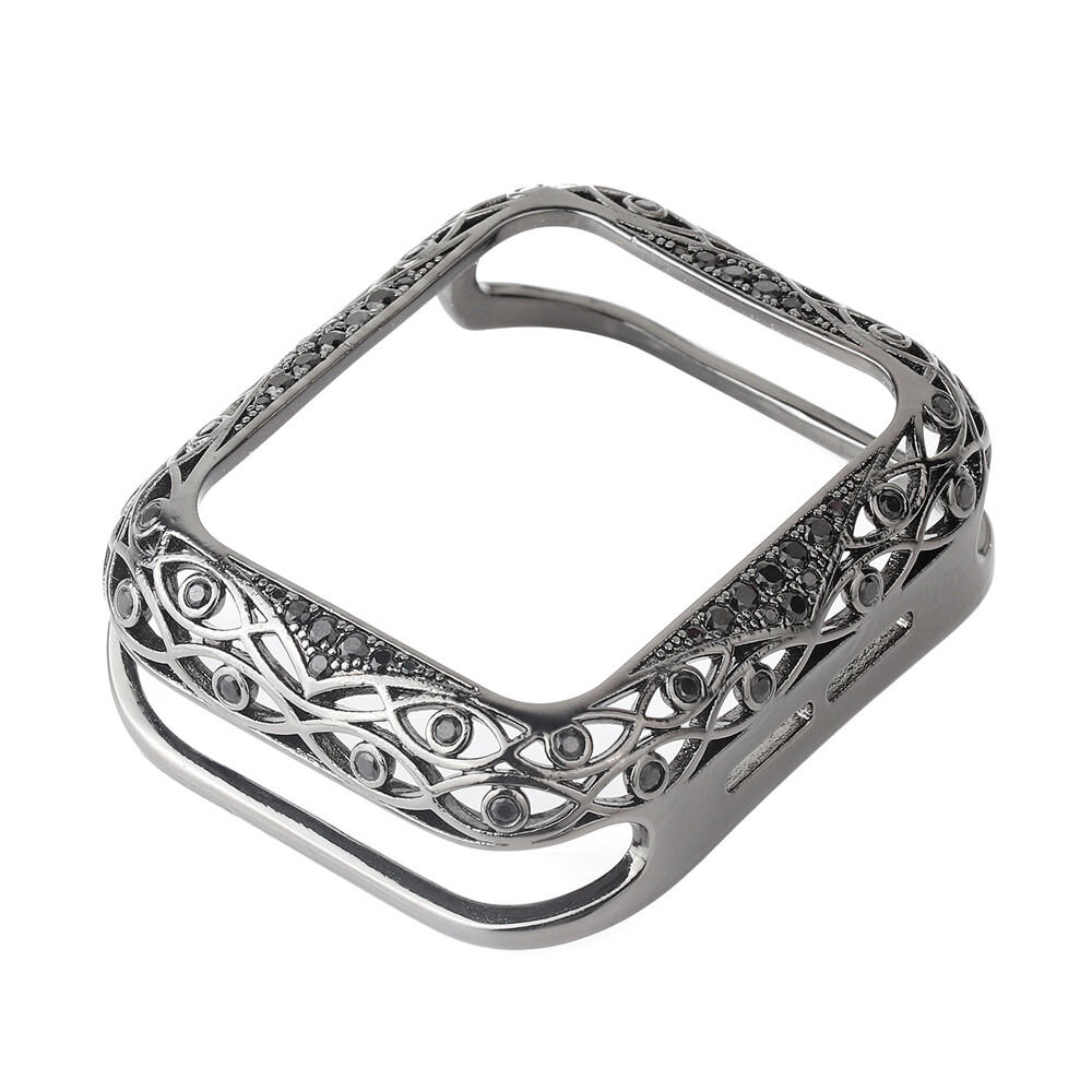 Crystal Metal Frame Case Cover for Apple Watch 9 8 7 6 5 4 3 SE 40/41/42/44/45mm