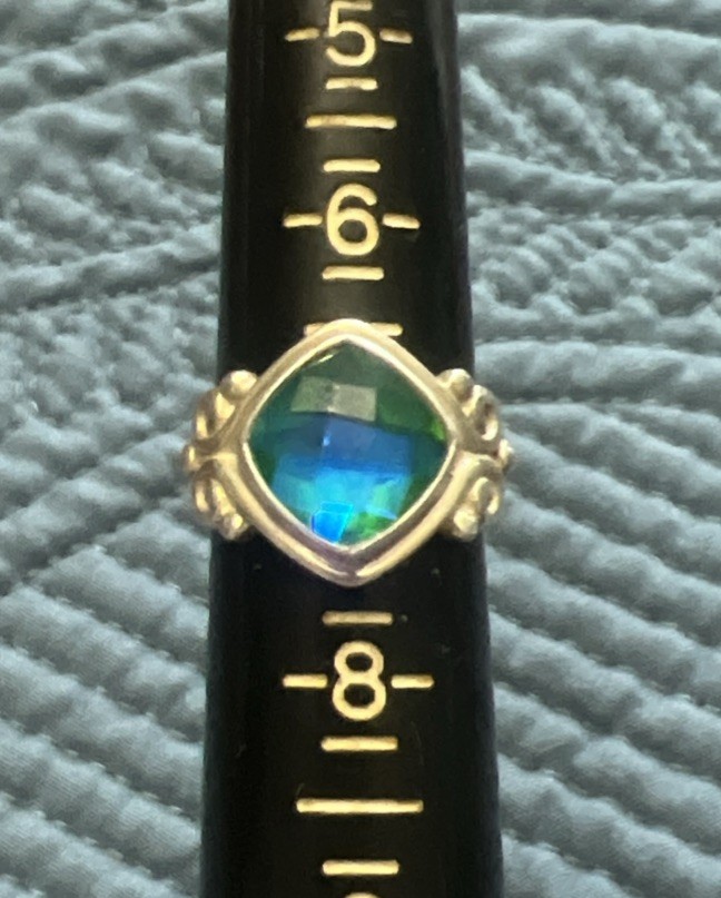 SAJEN Sterling Silver & Caribbean Blue Quartz Cocktail Ring Size 7