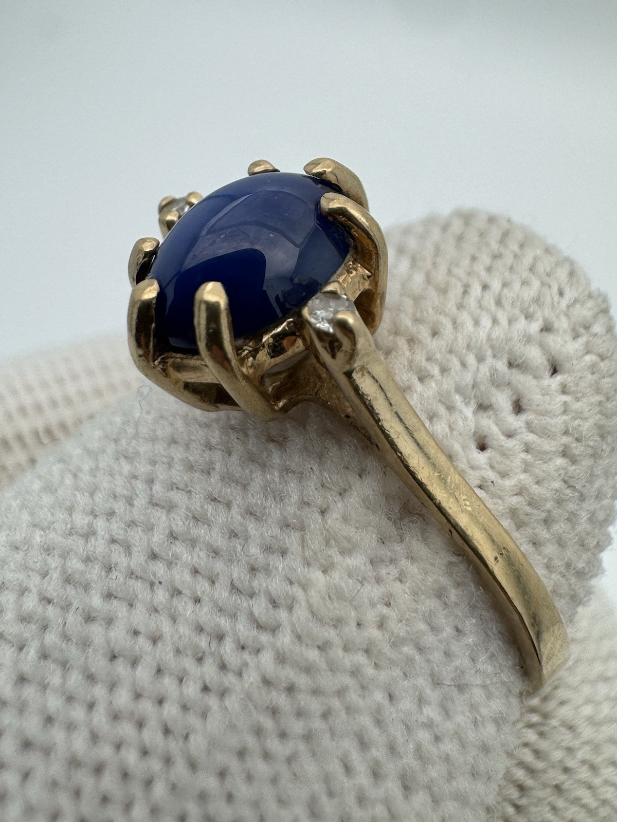 Antique Star Sapphire & Diamond Ring 10k Gold