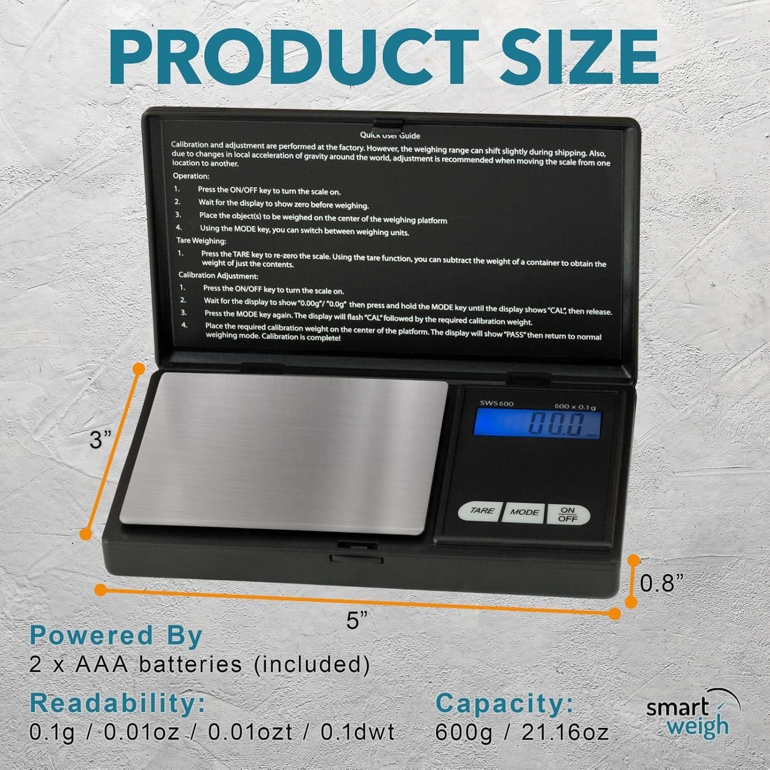 Compact 600g Digital Scale with High Precision – Auto Shut Off & Tare Function