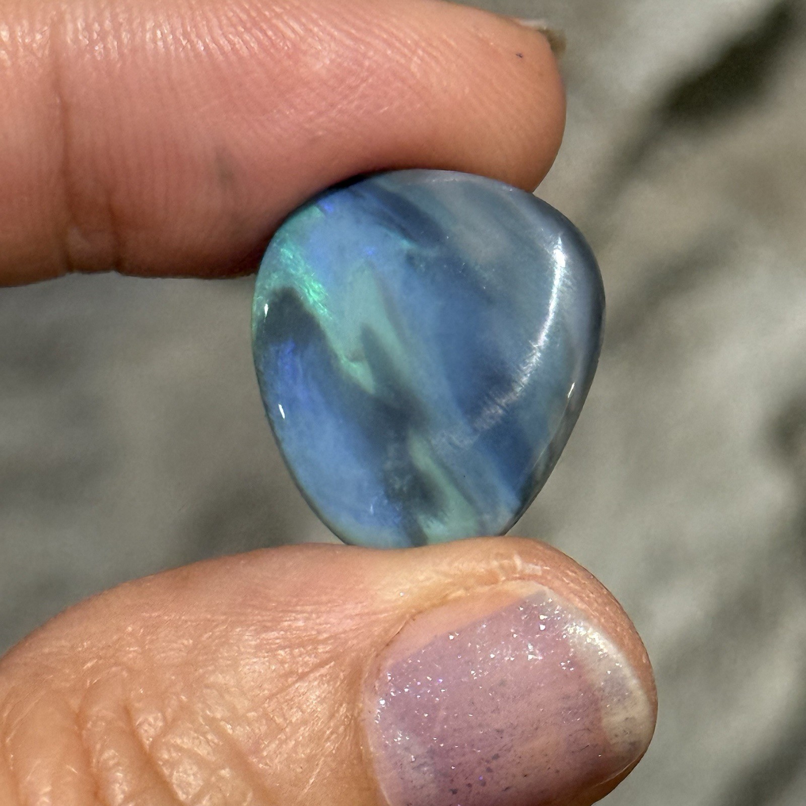 9.05ct 18.8×16.7×3.9mm Solid Picture Australian Black Opal Cabochon Loose Gem