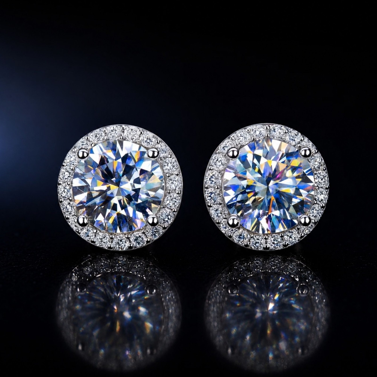 VVS Moissanite Halo Stud Earrings 925 Sterling Silver GRA Certified Men Women
