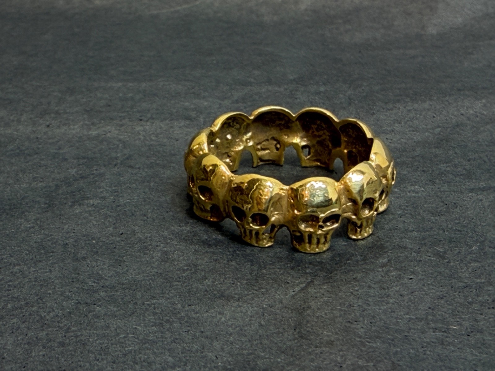 Antique Victorian Memento Mori Skulls Men Gild Silver Eternity Band Ring Diamond