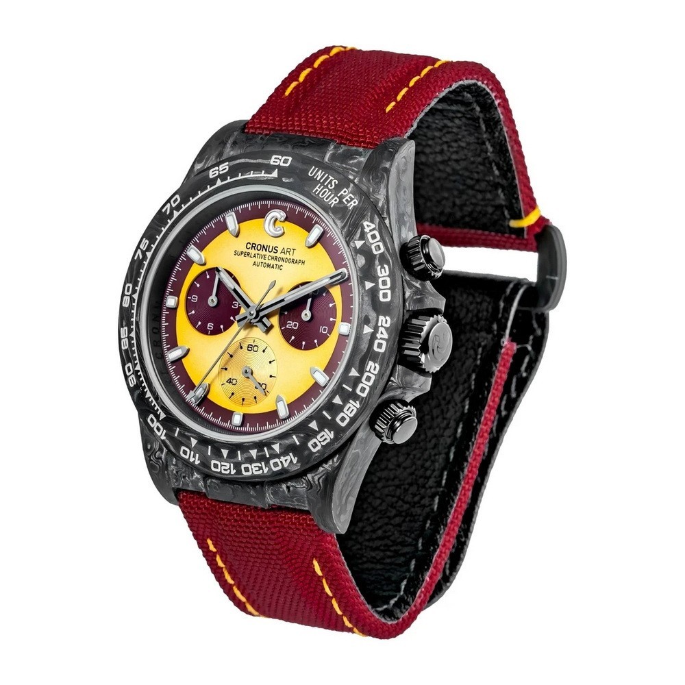 CRONUSART Men Chronograph Watch Automatic Mechanical Wristwatch Carbon Fiber