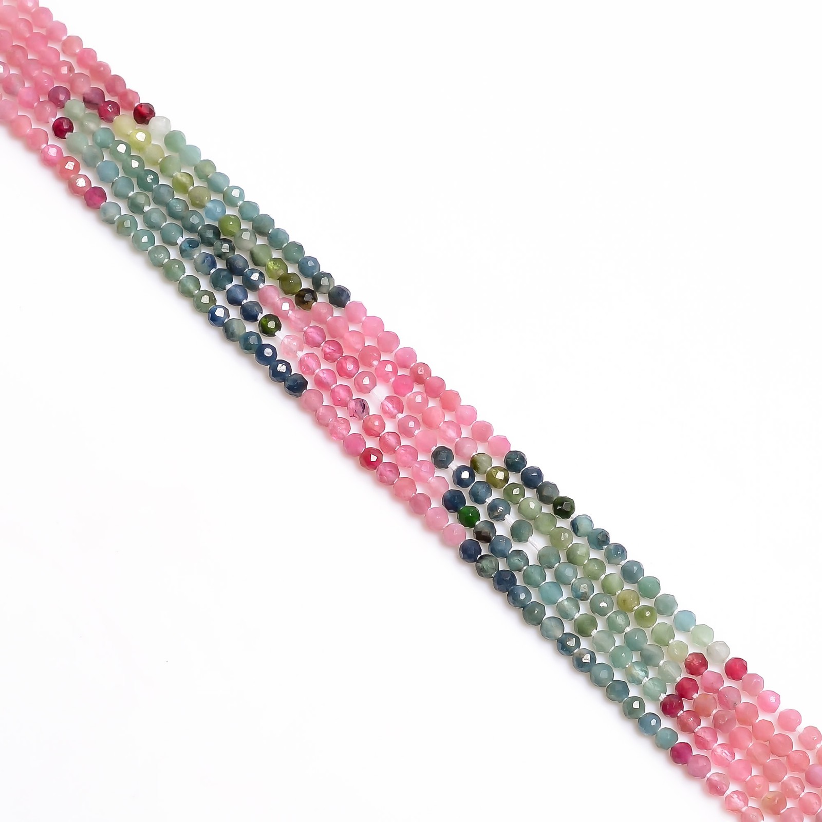 Multi Tourmaline Shaded Gemstone Round Micro Faceted Beads 2.5-3 mm Strand 12.5″