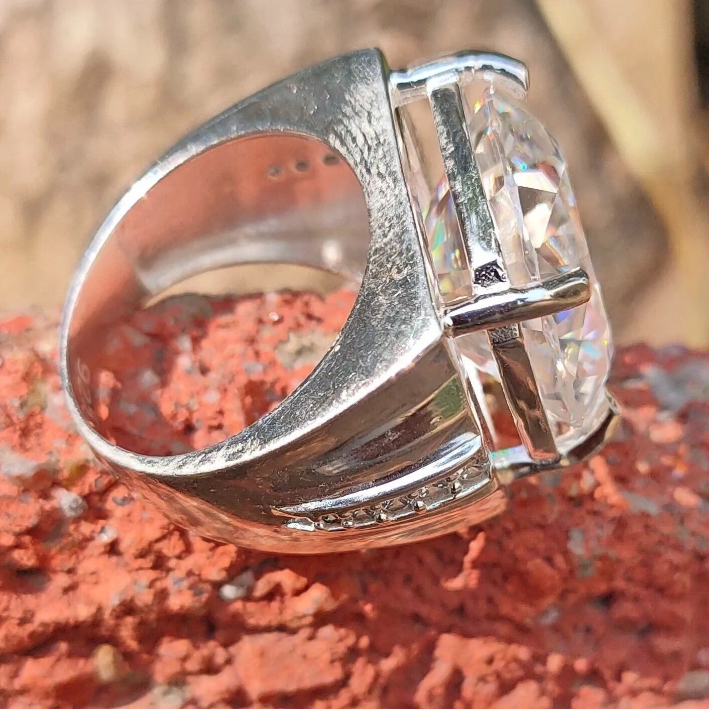 HUGE 26 Ct Certified Round White Diamond Solitaire Ring 925 Silver
