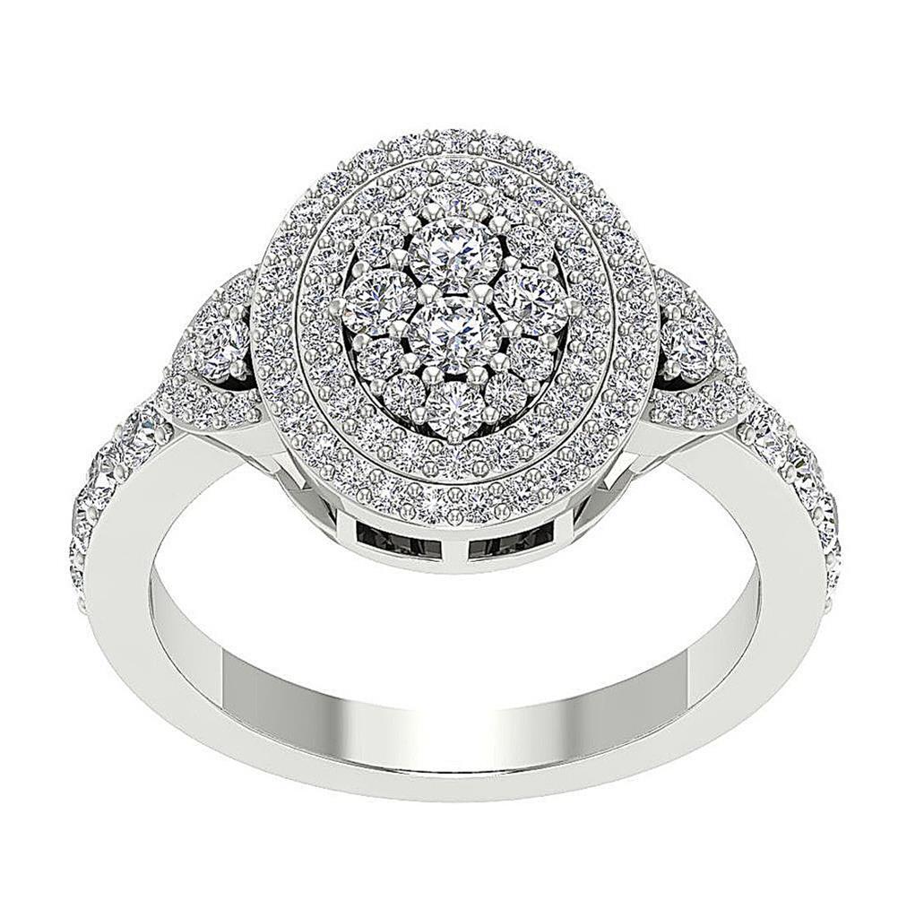 Right Hand Round Ring Natural Diamond SI1 G 1.50 Ct 14K White Gold 14.80 MM