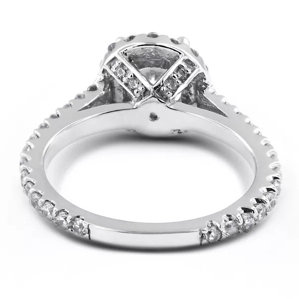 Side Stone Engagement Ring Halo 18K Gold 2 Carat Round Lab-Grown Diamond D SI1