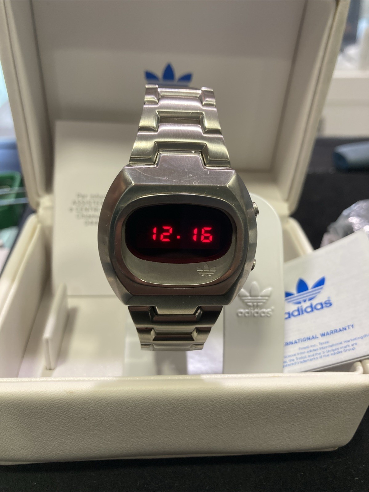 Adidas HSD 601 LED Watch silver steel digital red 70s 80s retro