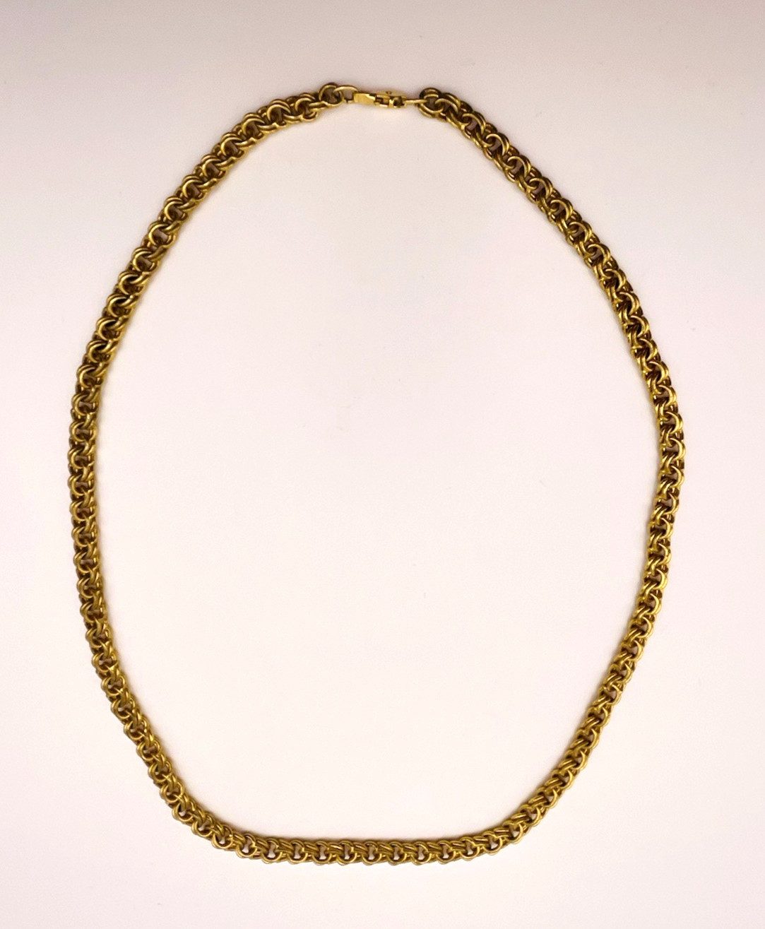 Gold Tone Double Loop Chain Necklace 23″