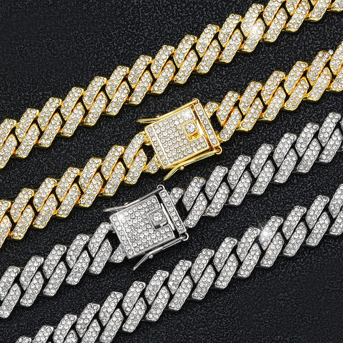 Mens 12MM Gold Plated Iced CZ Out Solid Miami Cuban Link Bracelet Hip Hop Jewely
