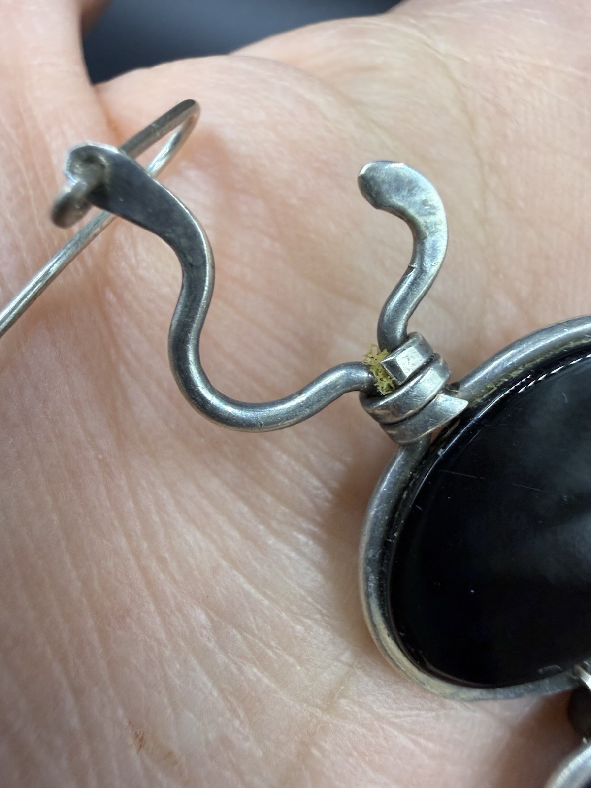 Black Onyx Dangle Ellipse Cabochon Silver Drop Earrings
