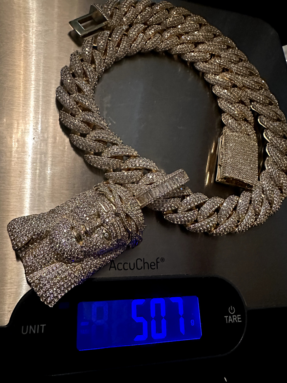 XXL JESUS Pendant gold Cuban Miami 22mm 144ctw Lab Sim Diamond Chain 14k STAMPED