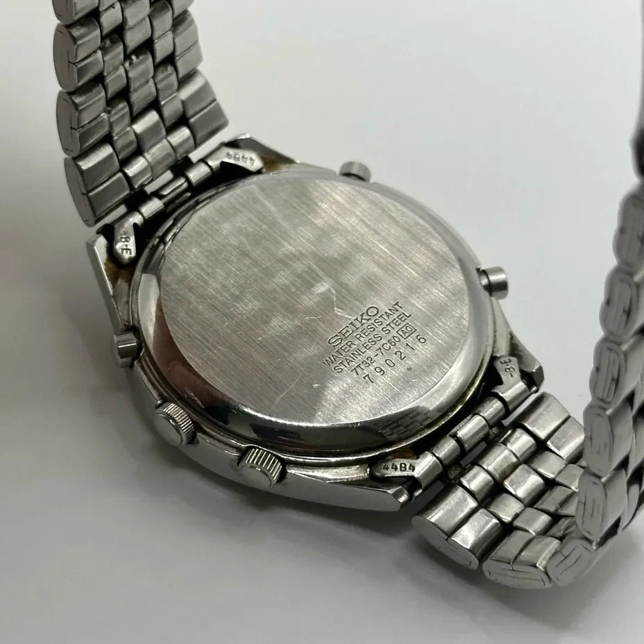 SEIKO Chronograph 7T32 -7C60 QUARTZ ALARM WATCH 38mm Arabic Numbers