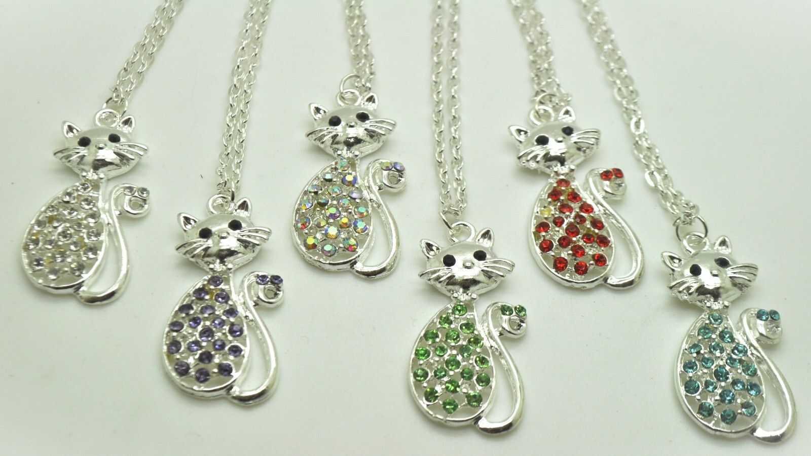Wholesale Lot of 12 cat pendant Necklace gold color 24″ Chain Fashion Jewelry