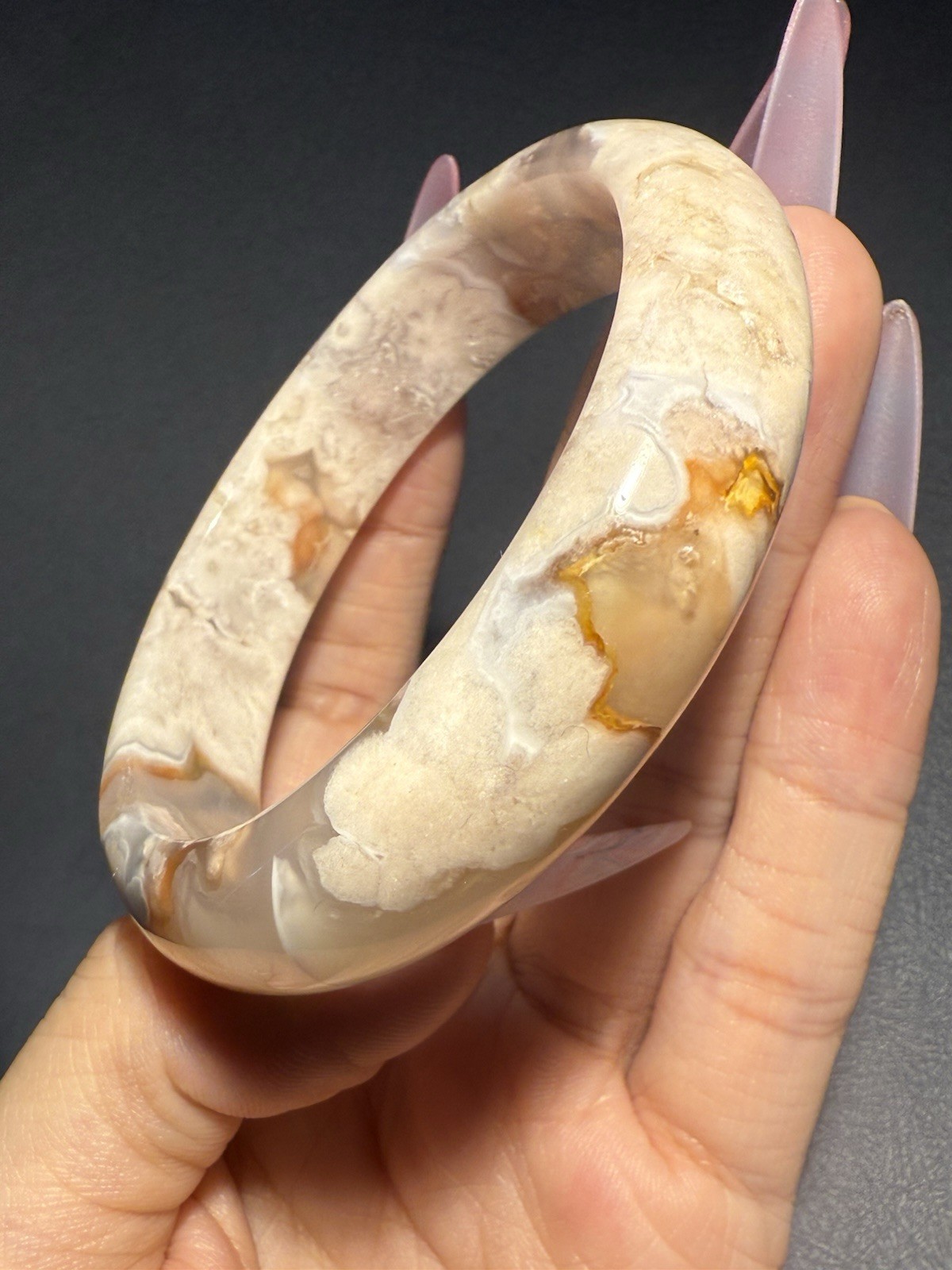 58.3mm Madagascar Sakura Agate Cherry Blossom Bangle/Flowers Blossom