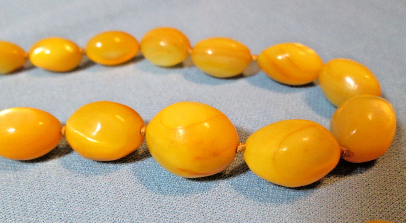 Stunning Egg Yolk BALTIC AMBER 40 in. Graduated BEAD NECKLACE