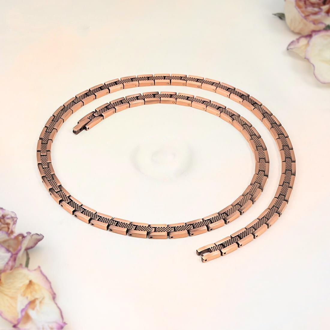 Copper Magnetic Necklace for Women Men 99.9% Solid Pure Copper Necklace 20.9in