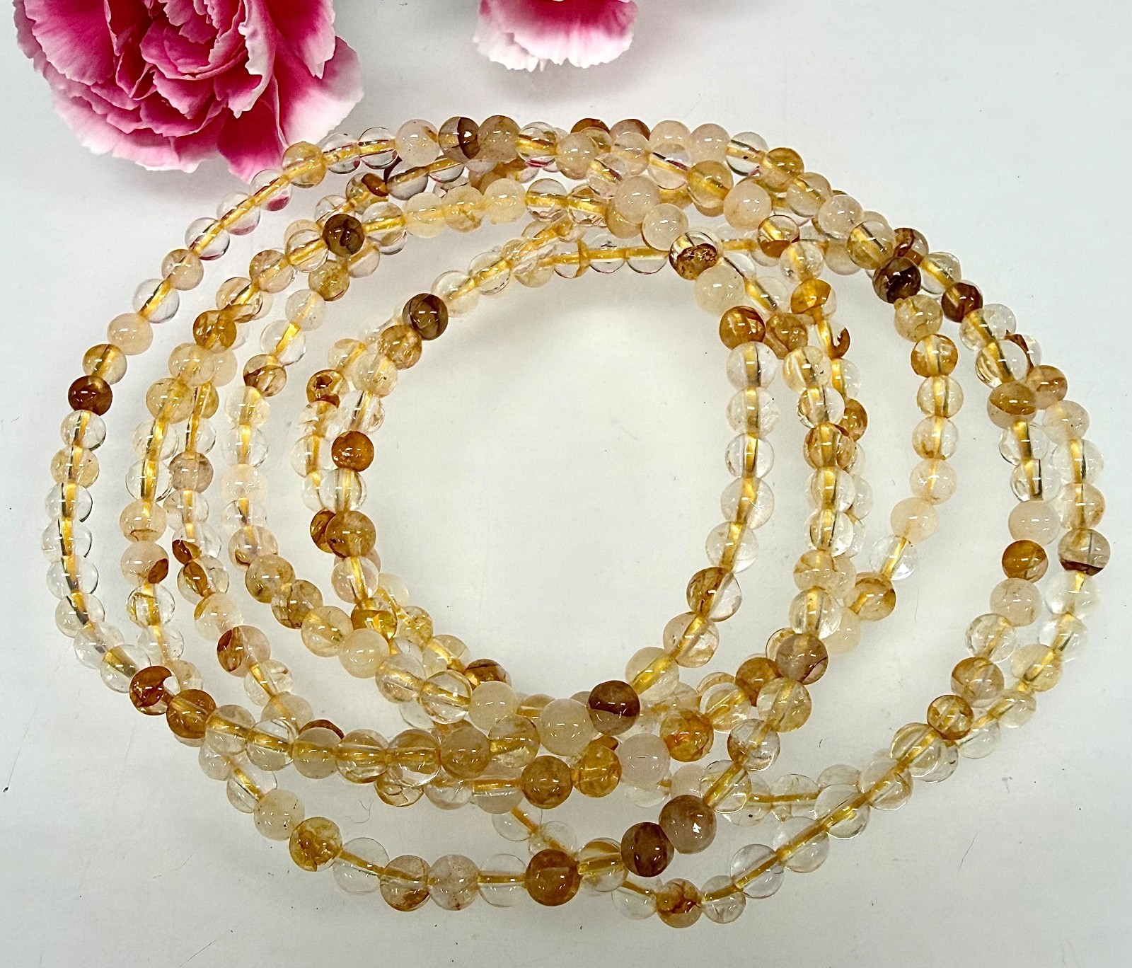 Wholesale 6 Pcs Natural Golden Healer 4mm 7.5” Crystal Stretch Bracelet