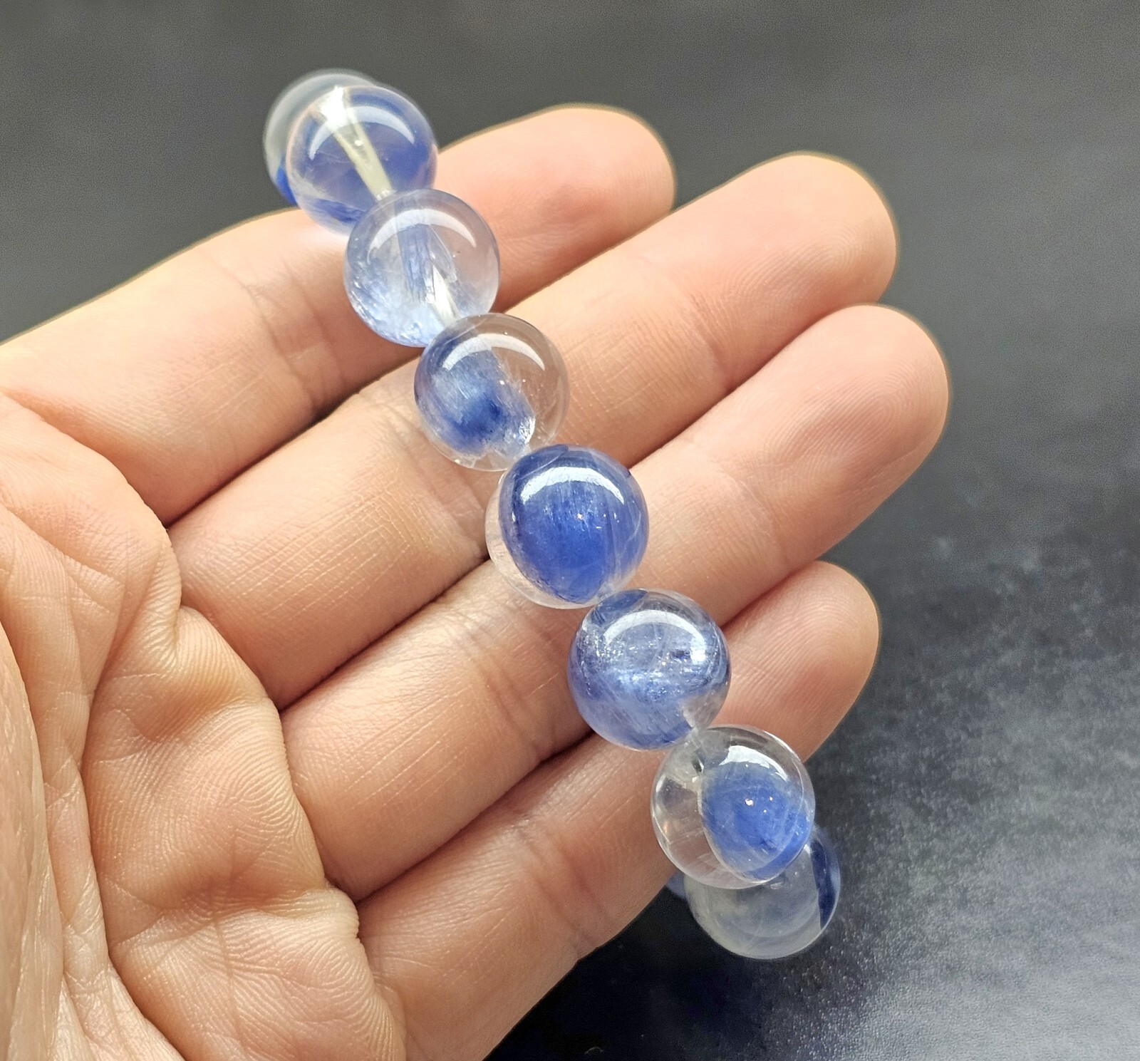 Rare Top Quality Icy Blue Kyanite Beads Bracelet 13.4mm