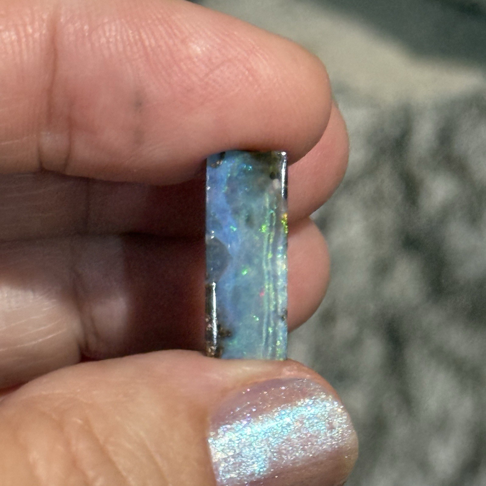 6ct 17.4×6.8×3.9mm Blue Australian Boulder Opal Split Cabochon Gem