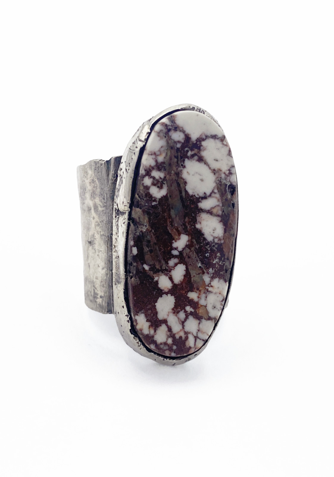 Wild Horse Jasper Sterling Silver Statement Ring Size 5 Brown White Artisan