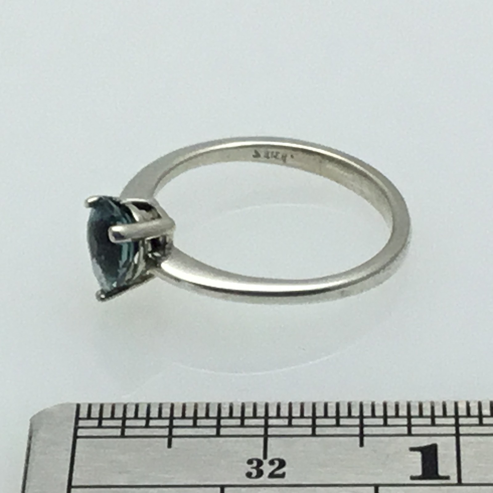 Natural Indicolite Tourmaline Solitaire Ring 925 Sterling Silver 1.78ct Pear 7×5