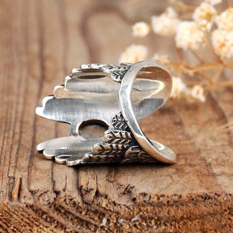 Gift For Girlfriend 925 Silver plated Aesthetic Old Victorian Elongated Ring