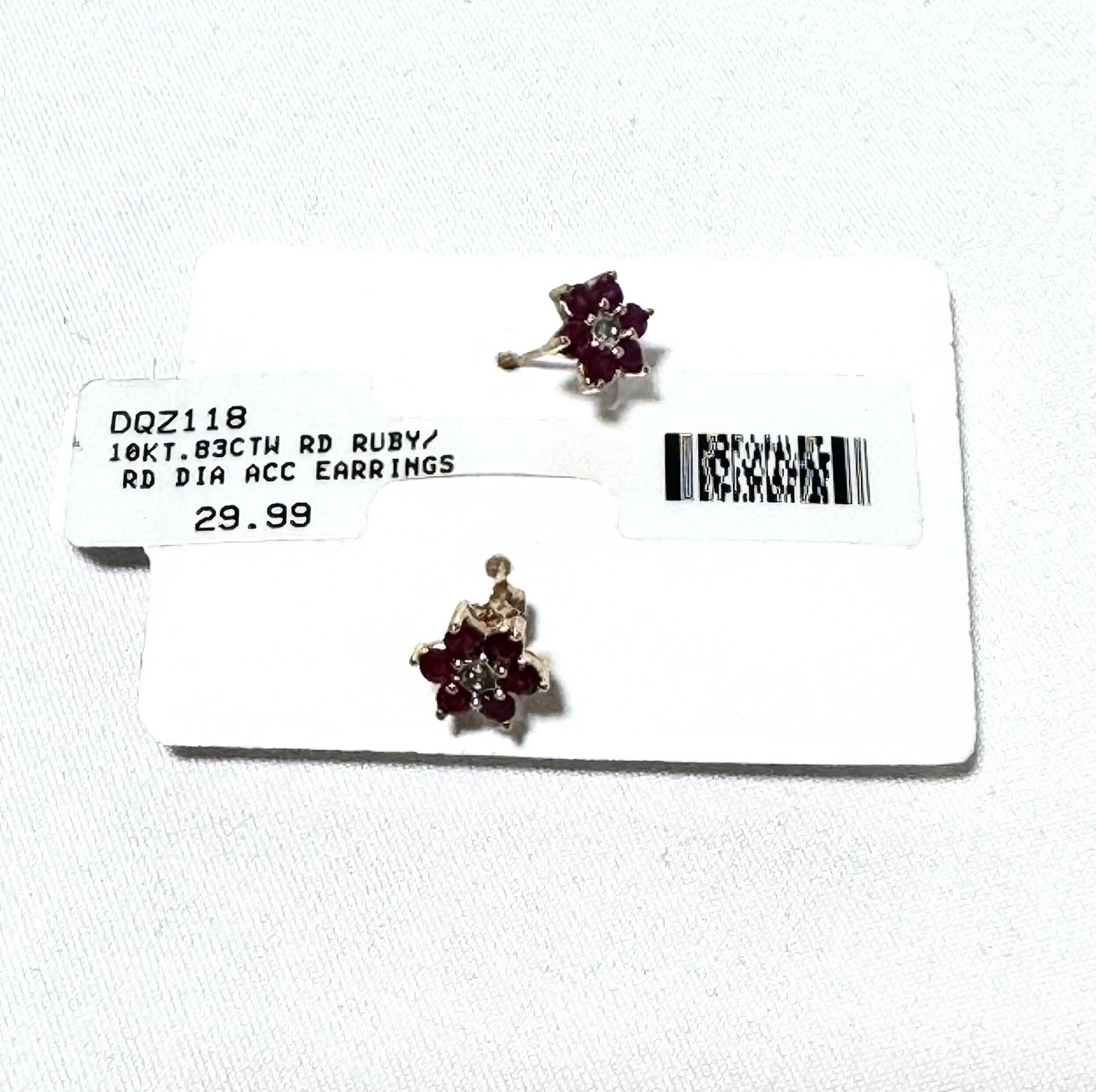 Fine Jewelry 10kt Gold Earrings .83ctw Ruby RD Diamond / Silver Pendant Set