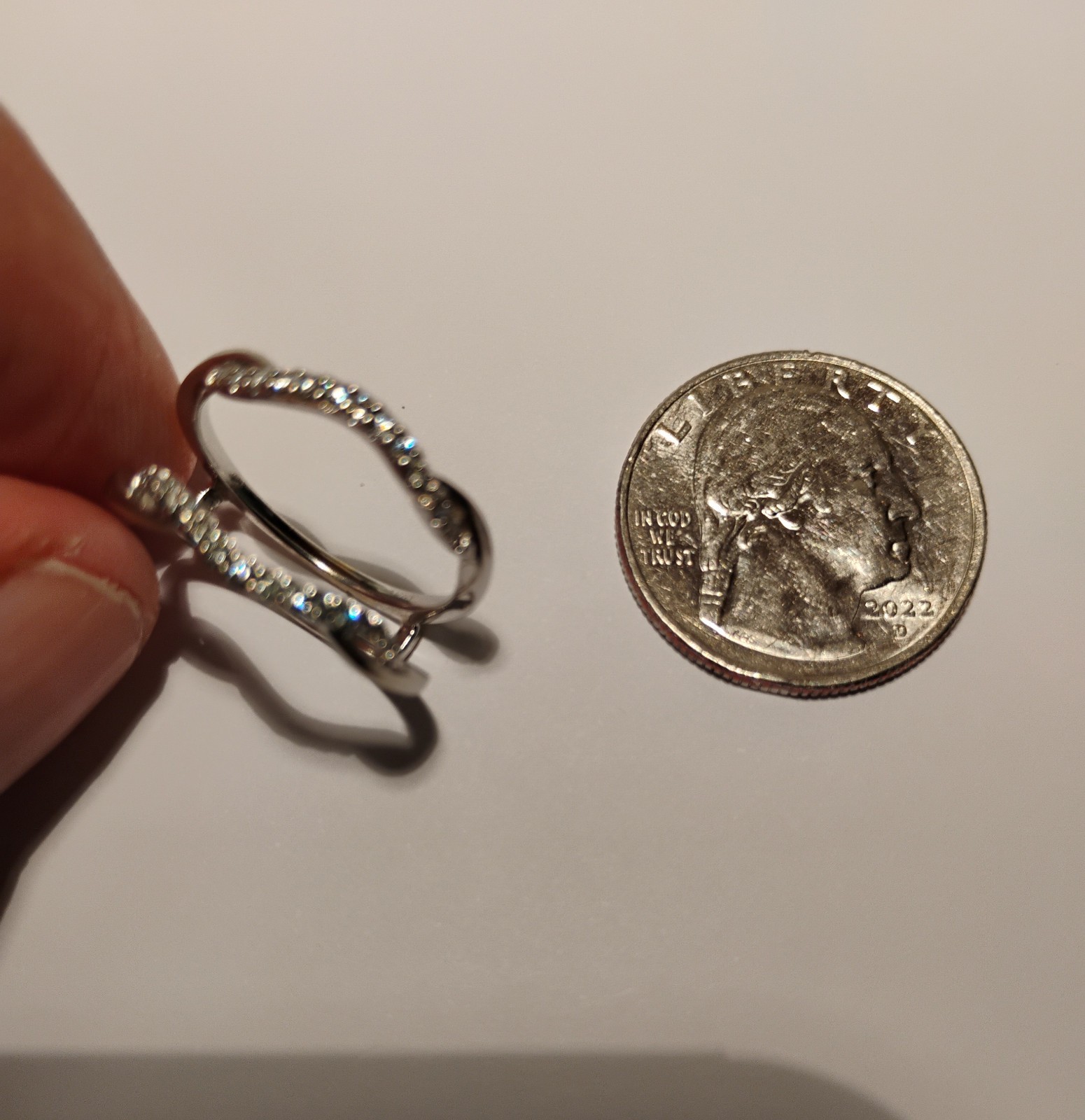 14K White Gold Diamond Enhancer Ring Guard Band… Size 7… 3.85 Grams