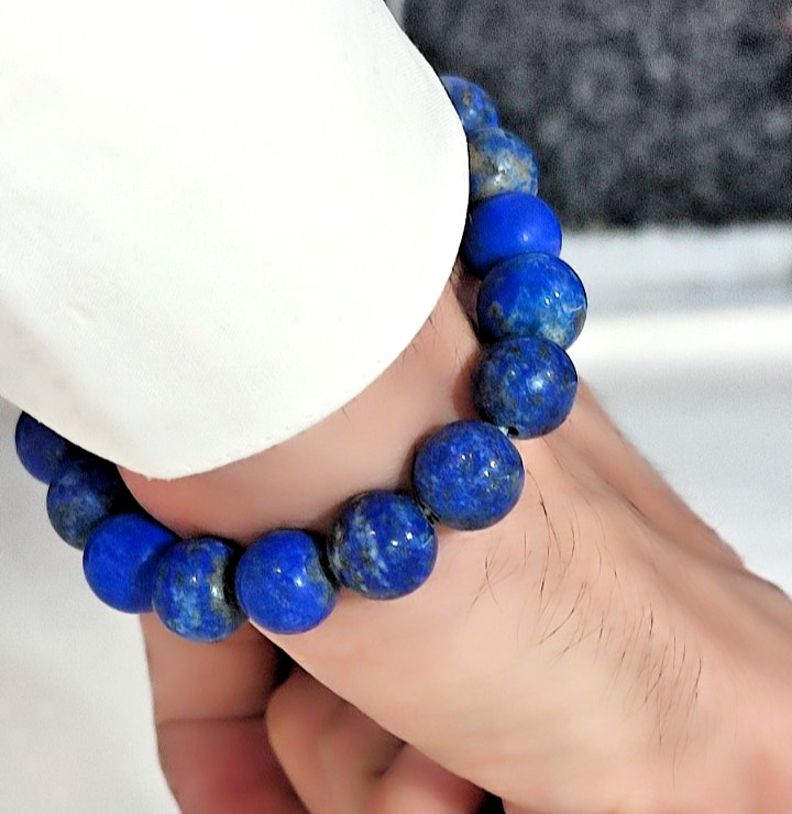Top Quality Natural Beautiful Lapis Lazuli Gemstone Durable Elastic Bracelet