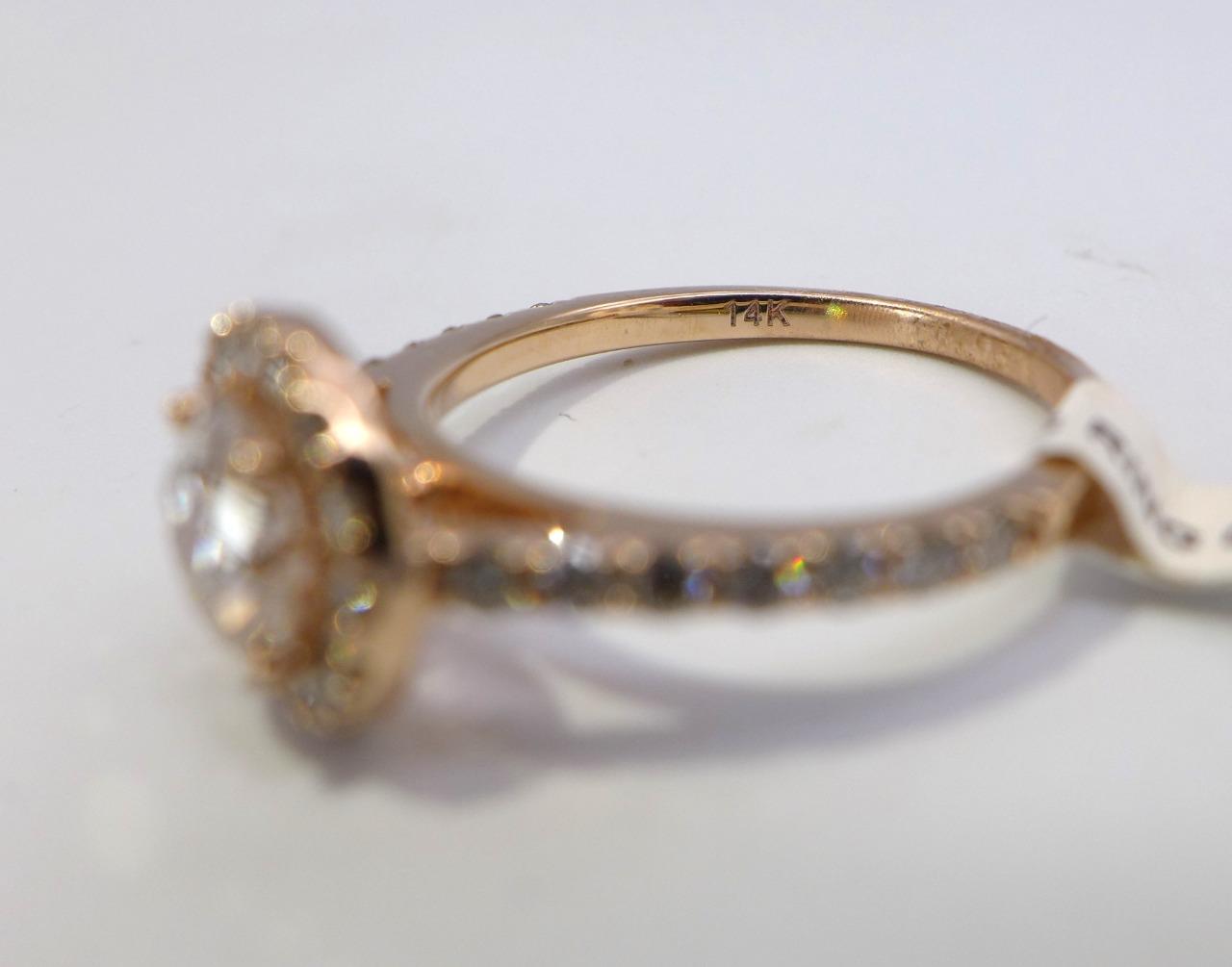 Rose Gold Diamond Engagement Ring 14KT 1.45 TCW Size 6.5