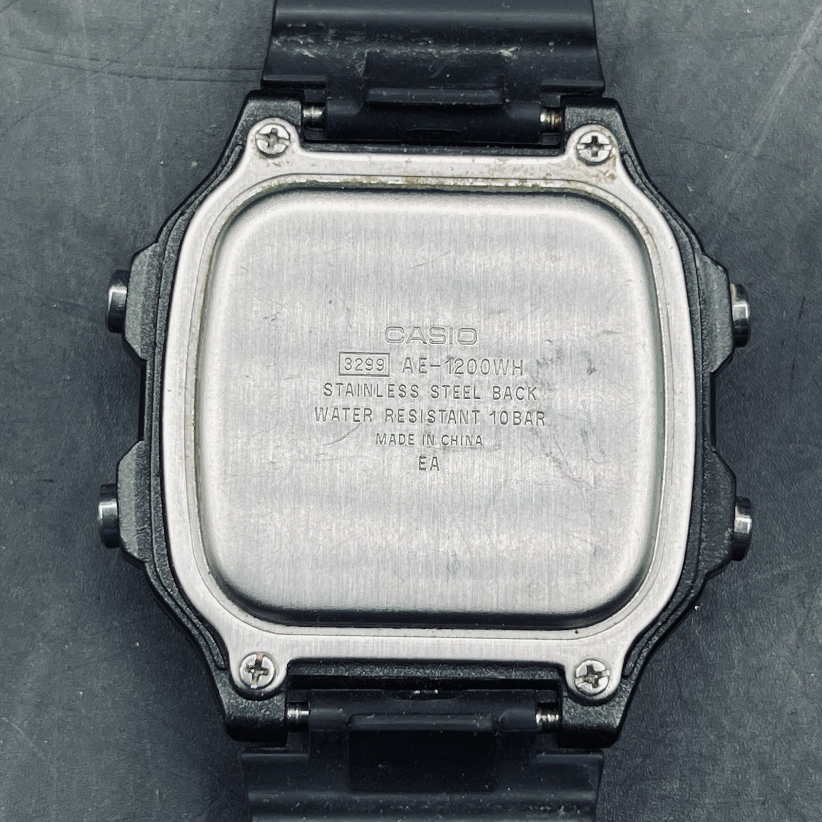 Casio Mens Watch 40mm Black Grey Digital World Time Illuminator 3299 AE-1200WH