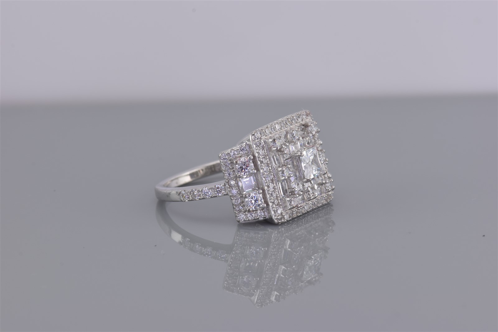 Fuzion Creation Sterling Silver Cubic Zirconia Statement Band Ring FZN 925 Sz: 9