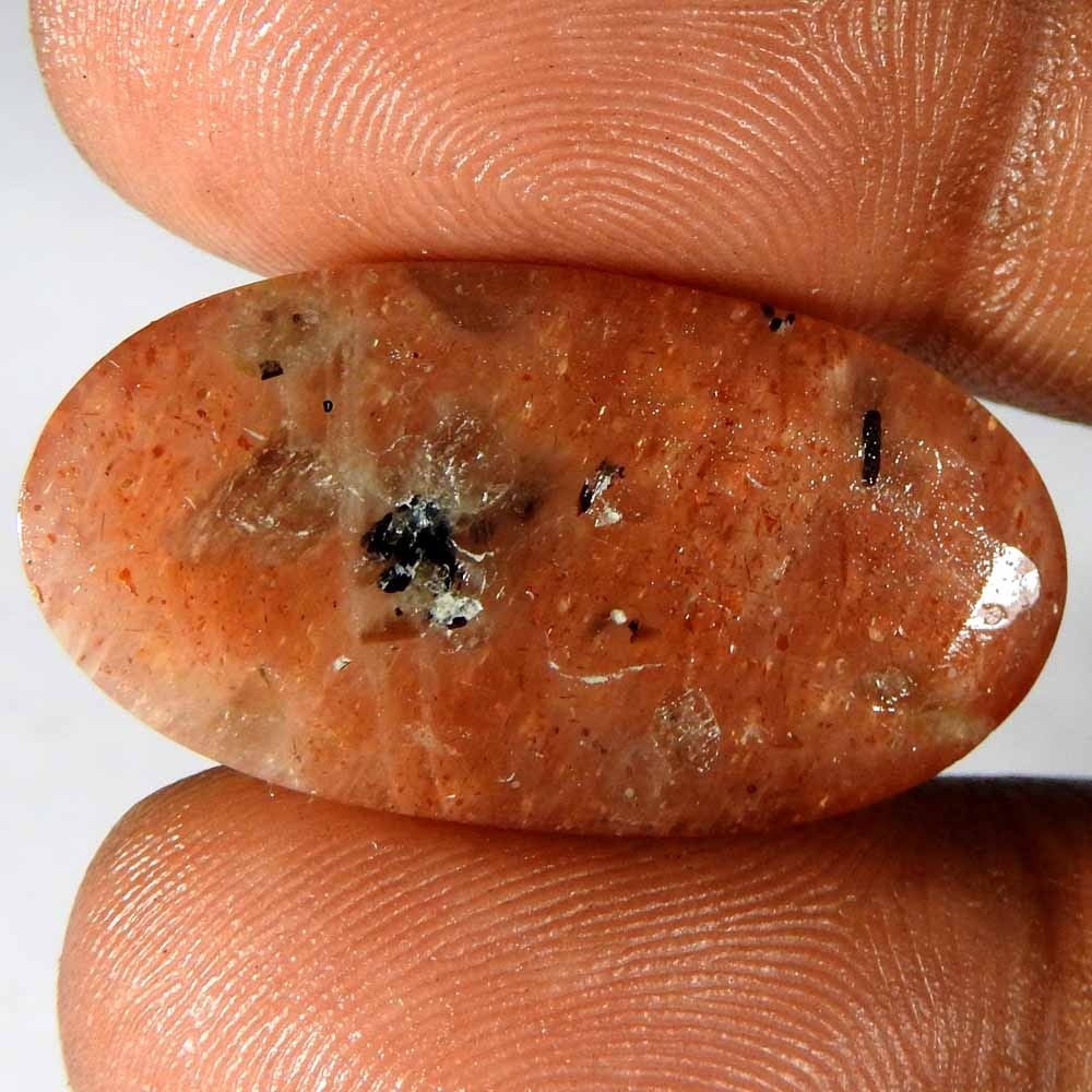 25.20 CT 29x15x6 mm Natural Chatoyant Red Sunstone Oval Cabochon Gemstone
