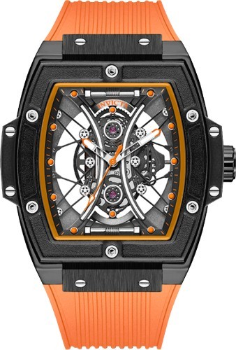 Invicta Men’s 50mm S1 Rally Skeleton Dial Black Orange Tone Quartz SS 30m Watch