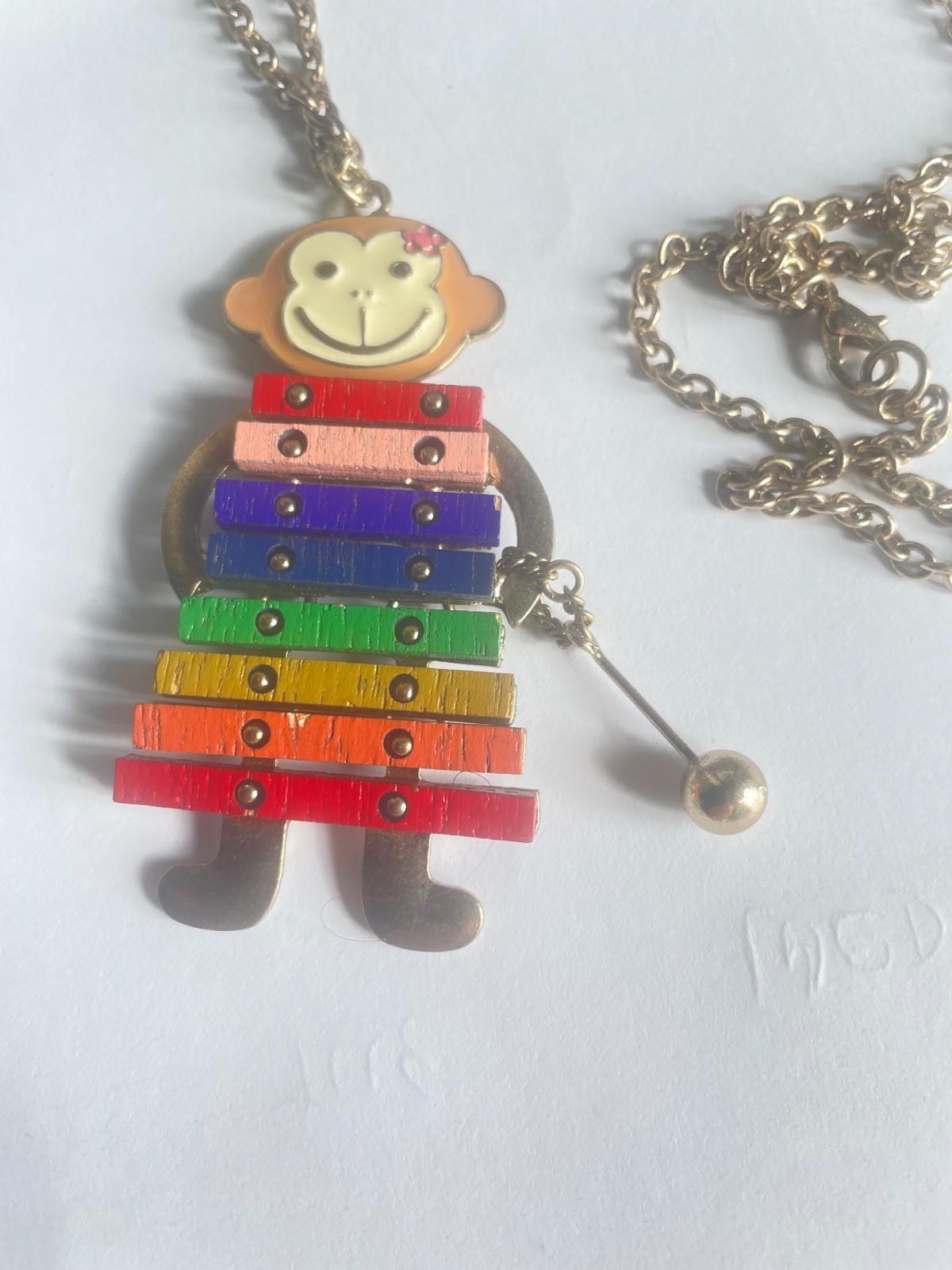 RARE Vintage Monkey Necklace Articulated Jointed Moveable Parts Xylophone