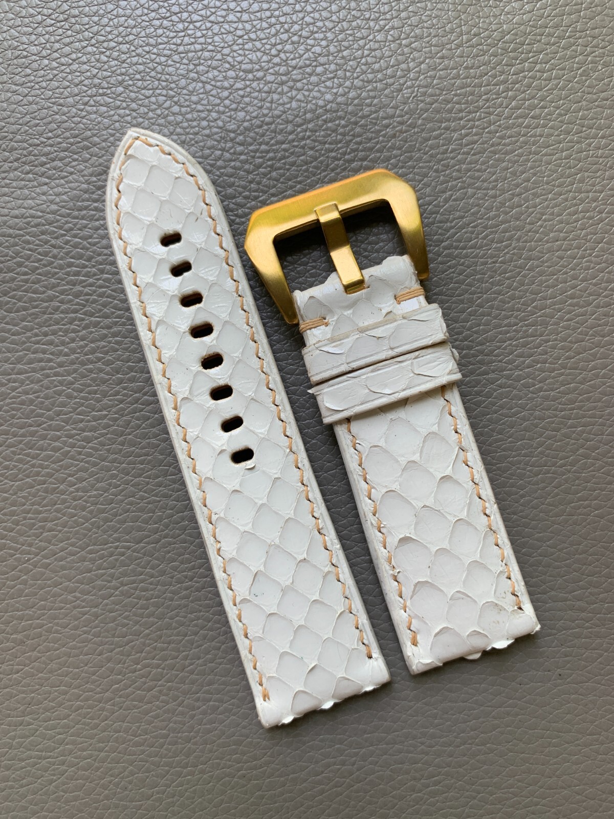 White Genuine Snake skin leather watch strap band, Custom Sizes 10mm to 26mm