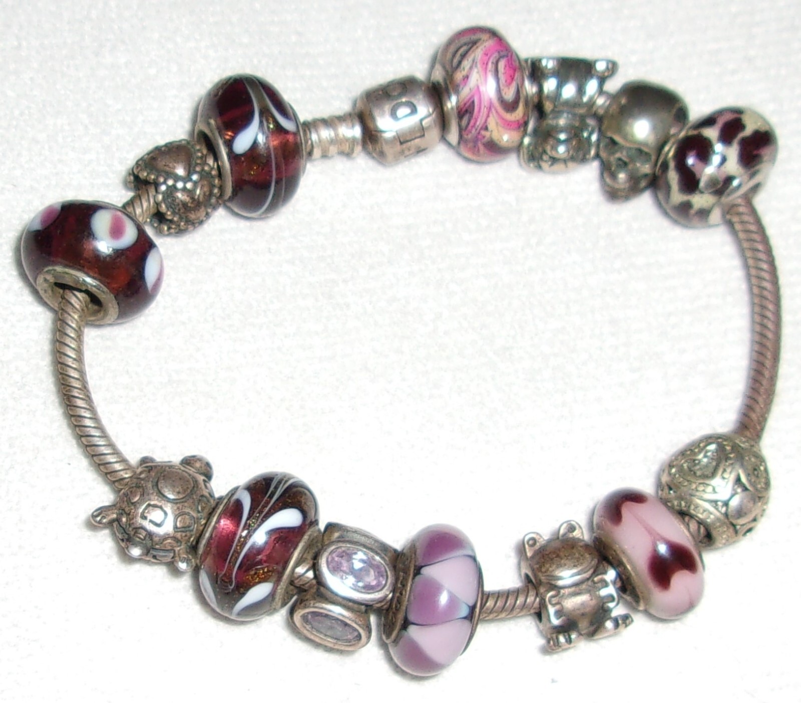 Sterling Silver Pandora 14 Charms Bracelet 7.5″inch Long