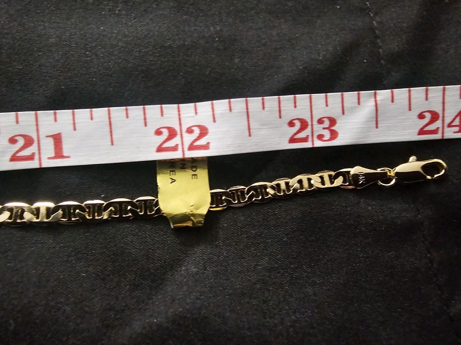 24in 3mm 14k Gold plated over brass Mariner Chain Necklace with red velvet bag.