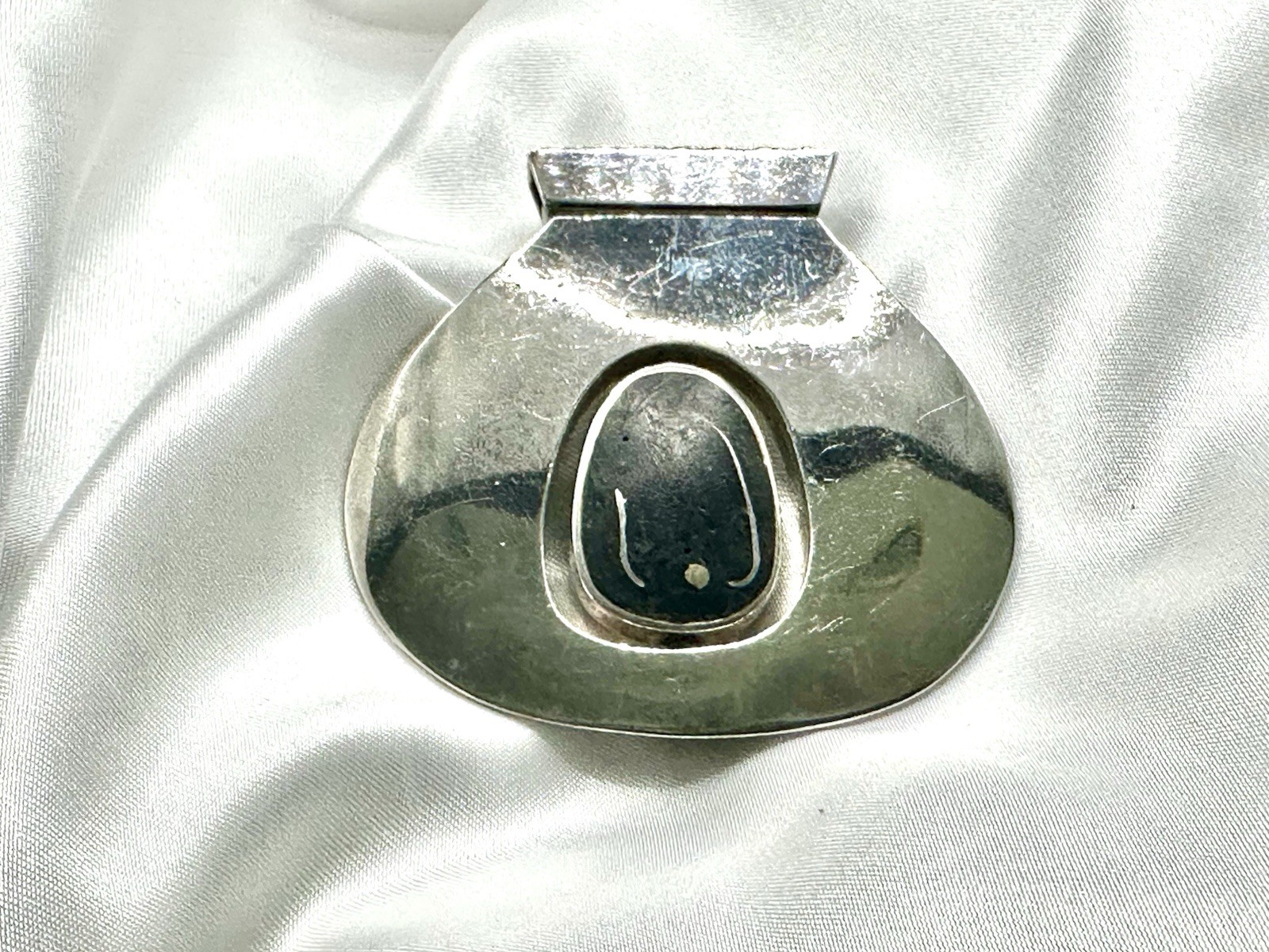 Sterling Silver 925 Reversable Spin Vintage Modernist FLIP Pendant Handmade
