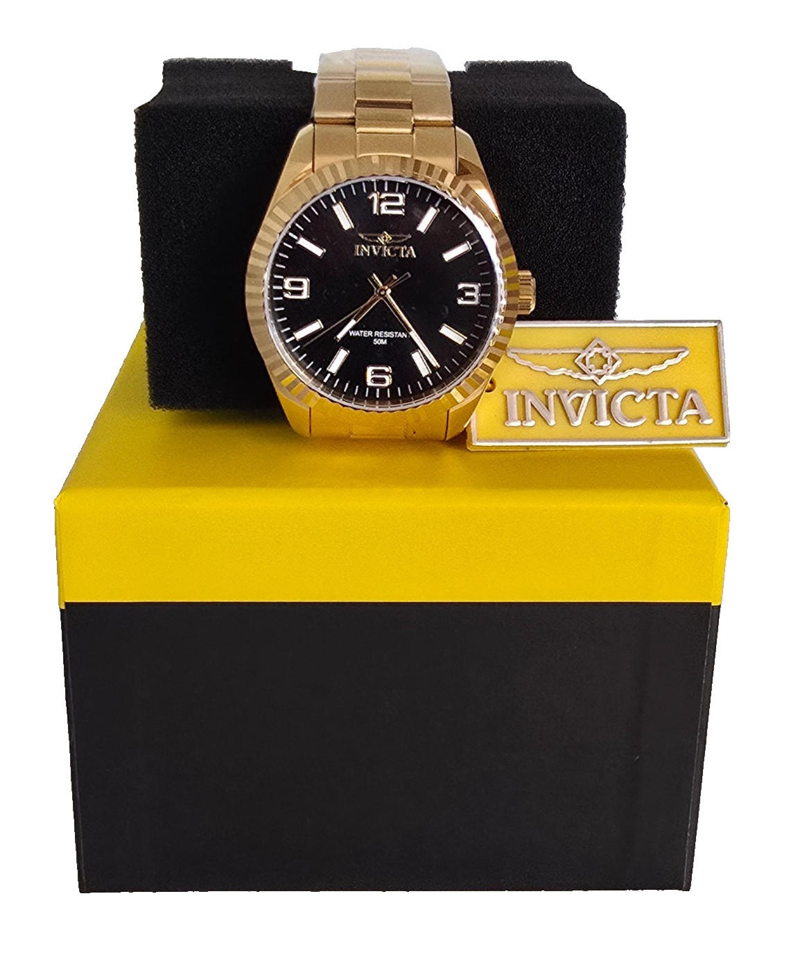 Invicta Specialty Stratford Men’s Watch – 43mm 47458 Gold W/Black Dial – NEW