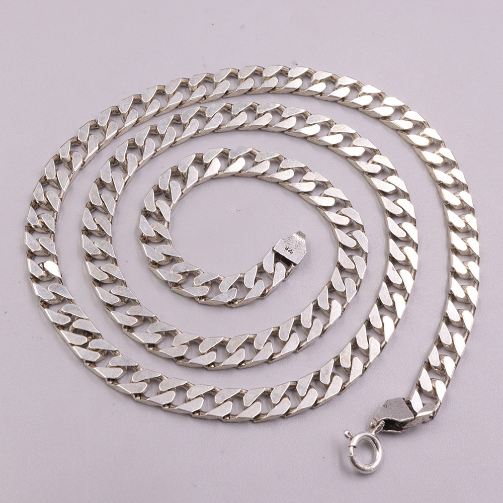 Pure S925 Sterling Silver Chain Men 5mm Curb Link Necklace 34-35g 19.6inch
