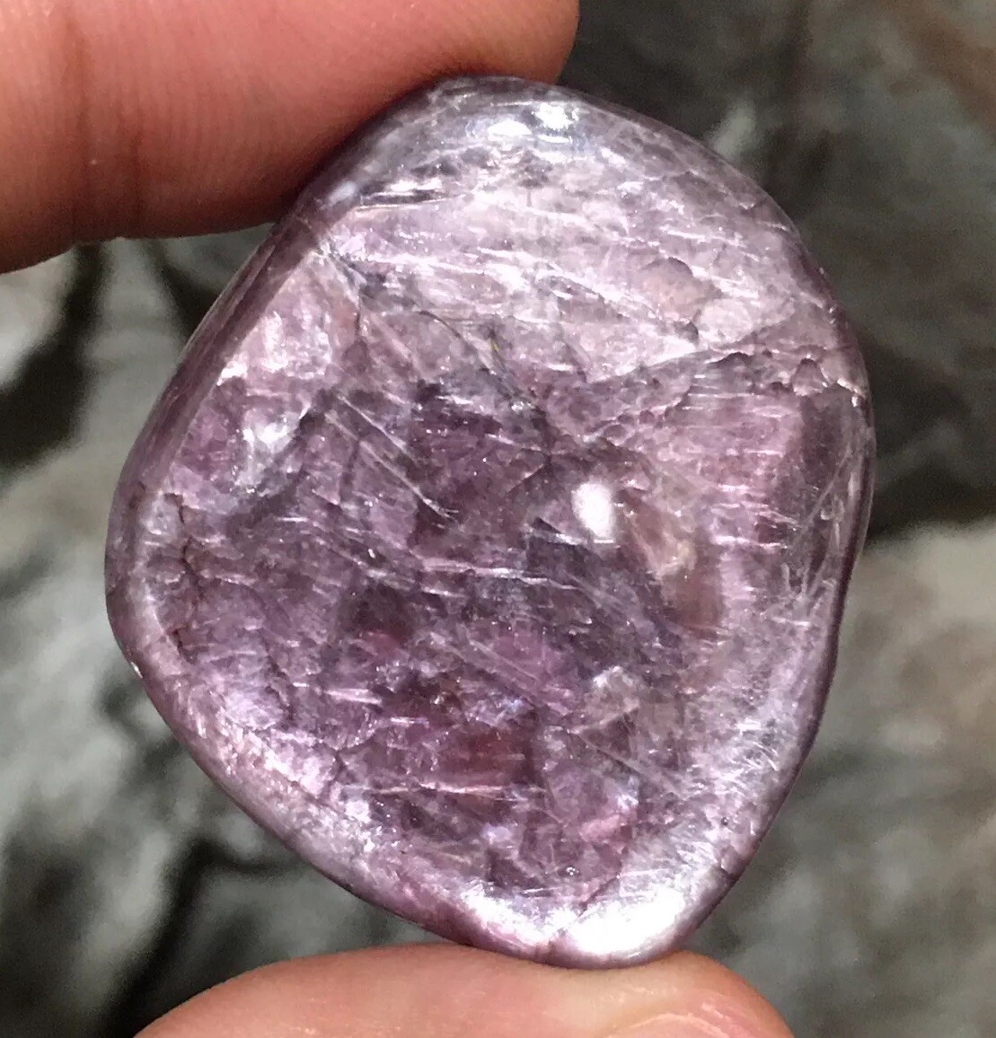 35×32.5×5.7mm Dark Purple Lepidolite Cabochon Loose Stone