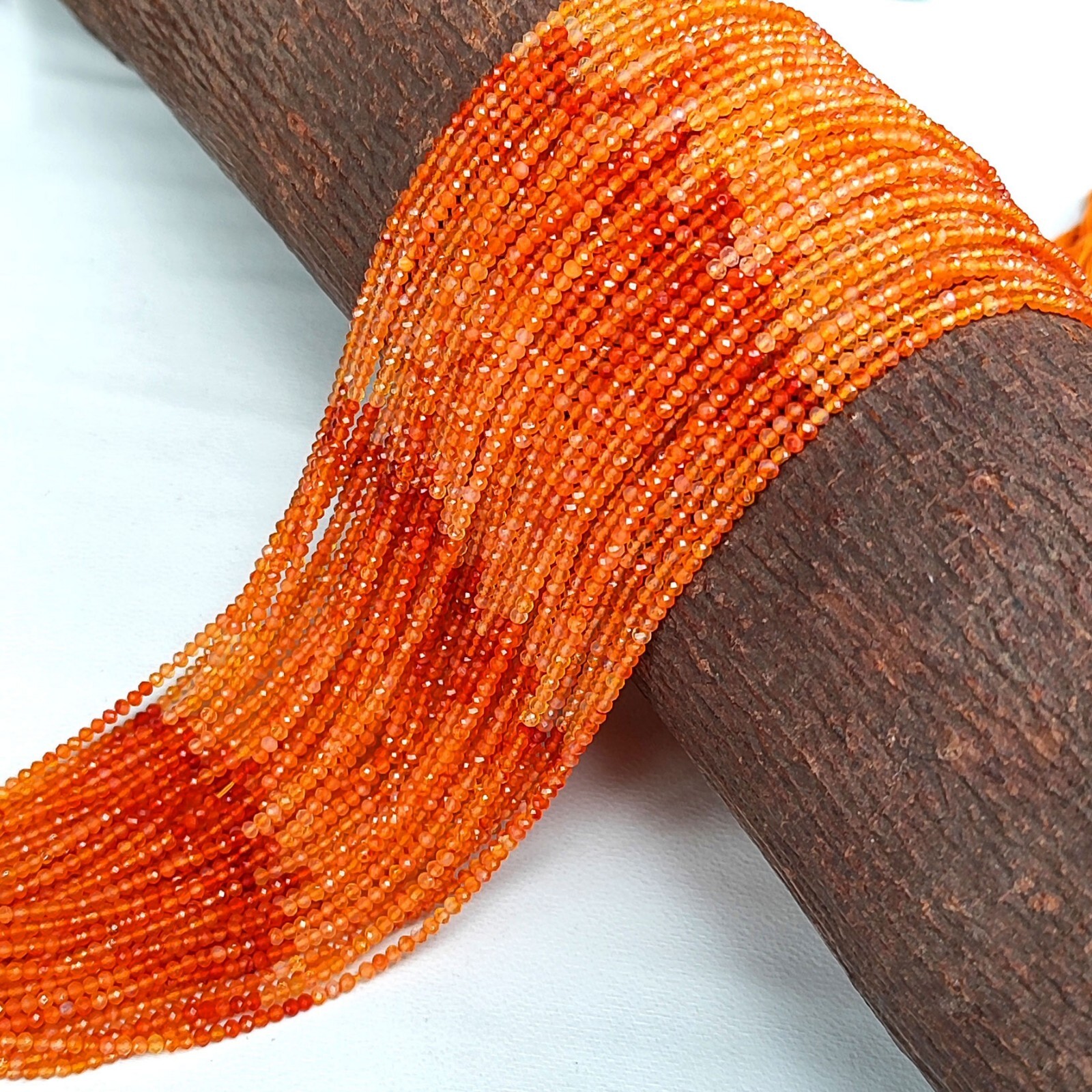 Natural Orange Carnelian Gems 2.5 mm Size Faceted Round Spacer Beads 14″ Strand