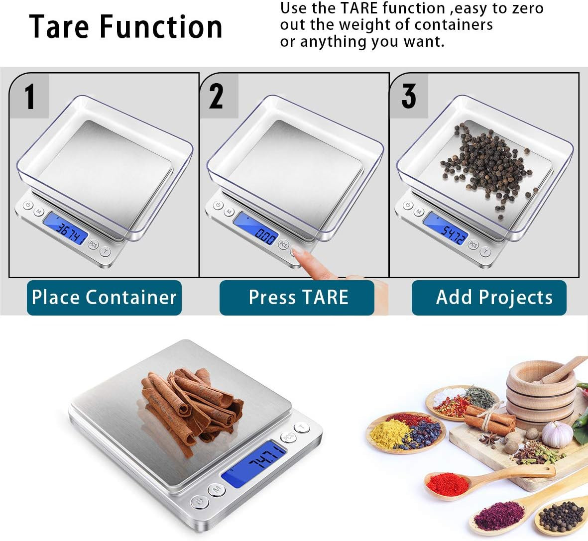 Fuzion Digital Gram Scale .01 Gram Accuracy, 500G Small Jewelry Scale, Mini Kitc