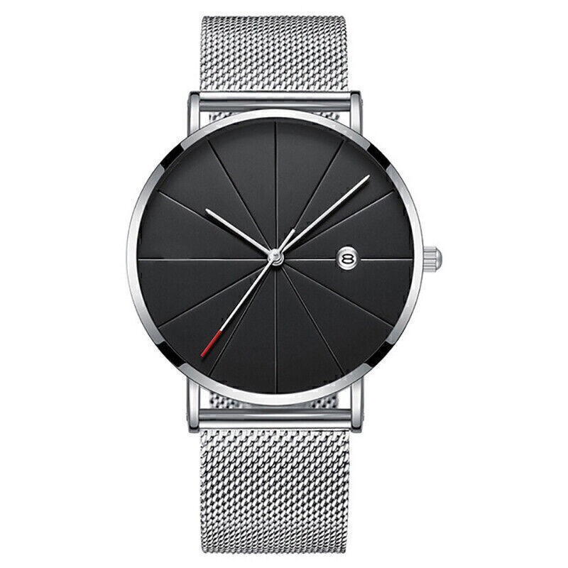 Men’s Casual Ultra Thin Quartz Analog Wrist Watch with Stainless Steel Mesh Band
